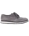 Prada Men's Suede Wingtip Detail Derby Sneaker (authentic Pre-loved) In Gray