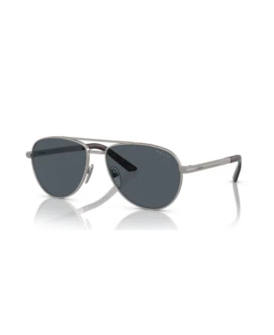 Prada Iconic Plaque Pilot Men's Sunglasses, Pr A54s In Matte Gunmetal