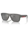 Prada Men's  Linea Rossa Ps 04zs 16x7w1 Sunglasses In Grey Silve