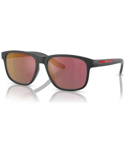Prada Linea Rossa Man Sunglass Ps 06ys In Dark Grey Mirror Red