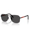 Prada Linea Rossa 57mm Rectangular Sunglasses In Matte Black