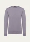 Prada Men's Superfine Wool Crewneck Sweater In Glicine
