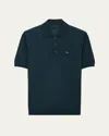Prada Men's Superfine Wool Short-sleeve Polo Sweater In Green