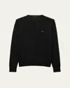 Prada Wool Crew Neck Sweater With Ribbed Cuffs In Black