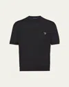 Prada Triangle-logo Cotton T-shirt In Nero