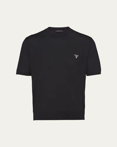 Prada Men's Superfine Wool T-shirt In Nero