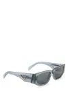 Prada Angular Frame Grey Acetate Sunglasses With Iconic Logo In Metallic