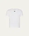 Prada Men's T-shirt With Enameled Triangle Logo In White