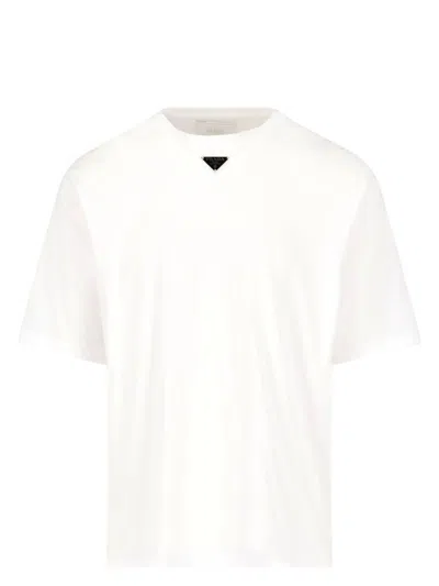 Prada Cotton T-shirt Plain Short Sleeves V Neck In White