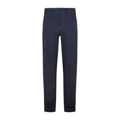 Prada Light Stretch Wool Pants In Blue