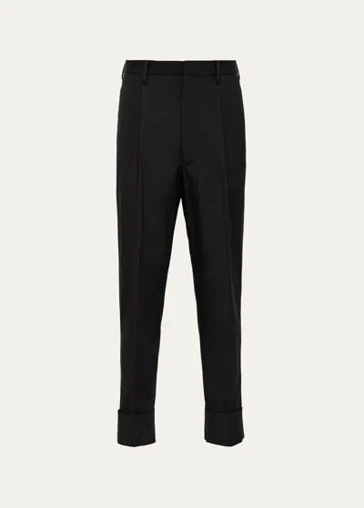 Prada Men's Tailored Poplin Pants In Black