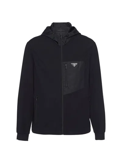 Prada Men's Technical Cotton And Re-nylon Cardigan In Black