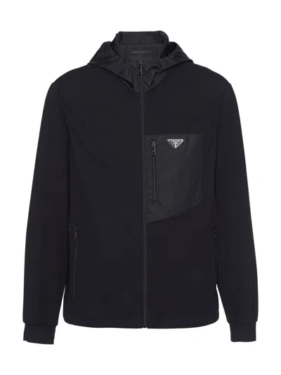 PRADA MEN'S TECHNICAL COTTON AND RE-NYLON CARDIGAN