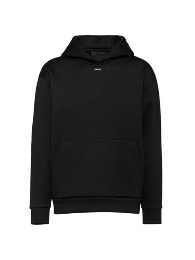 Prada Men's Technical Cotton Hoodie In Black