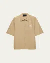 Prada Short-sleeved Technical Cotton Shirt In Brown