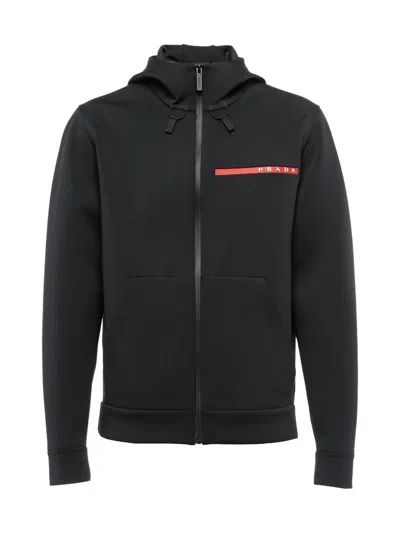 Prada Men's Technical Fabric Hoodie In Black