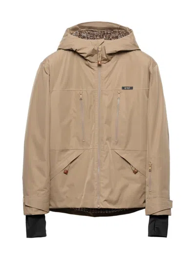 Prada Hooded Zip-fastening Jacket In Brown