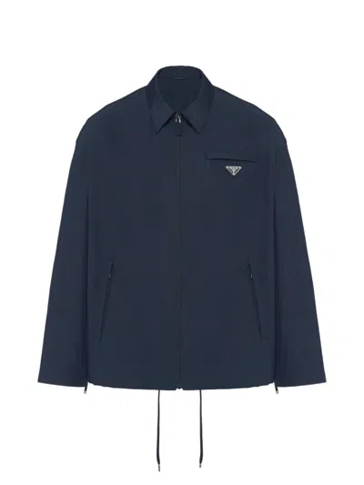 Prada Men's Technical-poplin Jacket In Blue