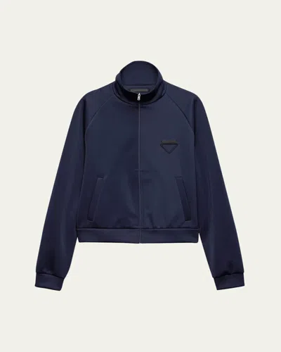 PRADA MEN'S TECHNO JERSEY FULL-ZIP JACKET