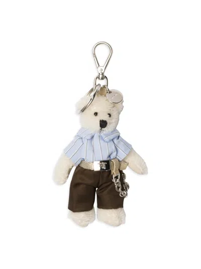 Prada Teddy Keychain Pendant With Metal Ring In Multi