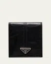 Prada Leather Triangle Wallet In Black