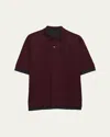 Prada Men's Tipped Cotton Pique Polo Shirt In Brown