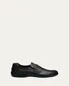Prada Leather Loafers With Rubber Sole In Black
