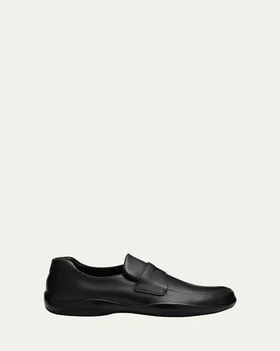 PRADA MEN'S TOBLACH CALF LEATHER LOAFERS