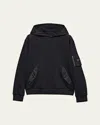 Prada Men's Tonal Cotton And Nylon Hoodie In Nero Nero