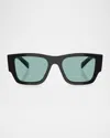 Prada Square Frame Sunglasses In Black Green