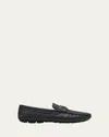 Prada Leather Loafers With Round Toe And Rubber Sole In Black