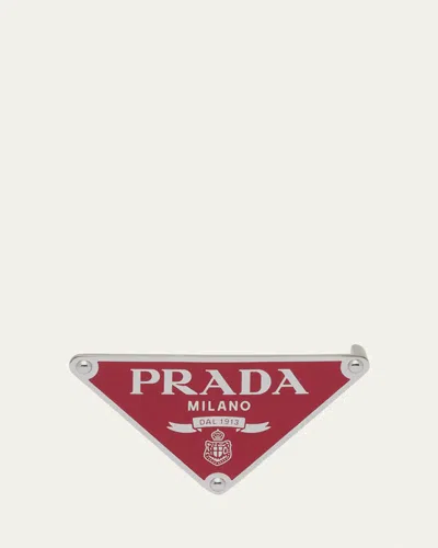 PRADA MEN'S TRIANGLE LOGO METAL BELT BUCKLE