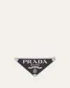 Prada Enameled Metal Belt Buckle In F0002 Nero