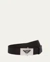 Prada Triangle Logo Buckle Belt In F0002 Nero