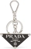 Prada Triangle Enamel Keychain In Nero