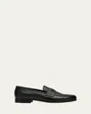 Prada Leather Loafers With Round Toe And Sole In Black