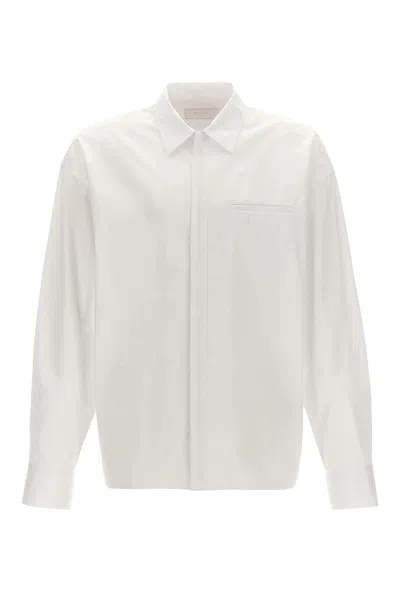 Prada Men Triangle Logo Shirt In White