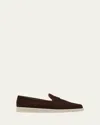 Prada Triangle-logo Suede Loafers In Brown