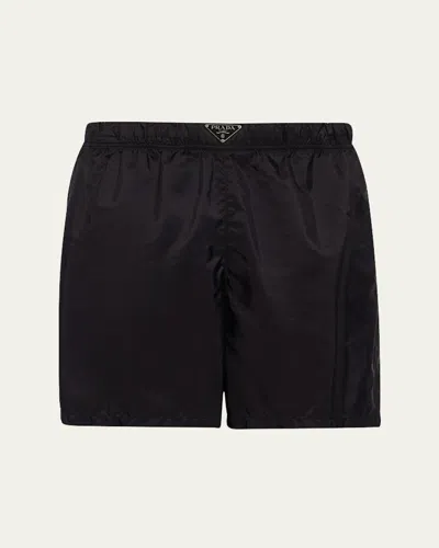 PRADA MEN'S TRIANGLE LOGO SWIM TRUNKS