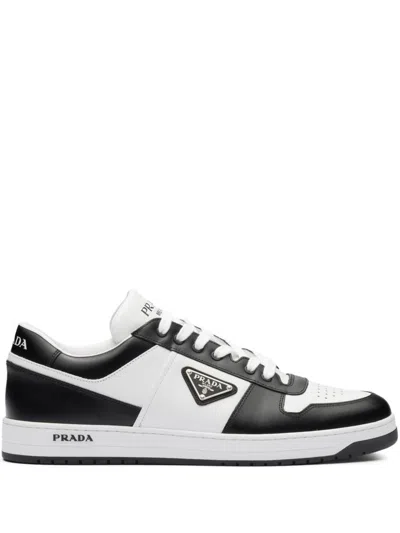Prada Men Two-tone Downtown Sneakers In White