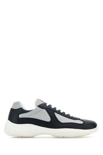 Prada Men Two-tone Leather And Tech Fabric Sneakers