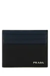 Prada Men Two-tone Leather Card Holder