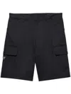 Prada Utility Pockets Cotton Bermudas In Black