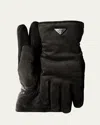 Prada Men's Napa Gloves With Triangle Logo In Black