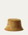 Prada Men's Velluto Coste Corduroy Bucket Hat In Brown