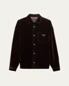 Prada Men's Velvet Denim Snap-front Shirt