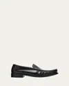 Prada Polished Leather Flat Shoes In Black