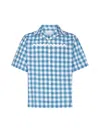 Prada Short-sleeved Cotton Shirt In Biancoturq