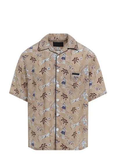 PRADA MEN'S VISCOSE AND SILK SHIRT