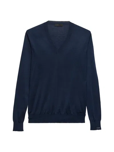 PRADA MEN'S V-NECK COTTON SWEATER